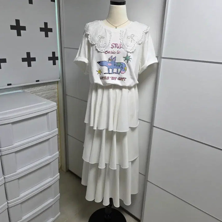 [BUNJANG] Pearl Lace Collar T-Shirt / (새제품)진주레이스카라 티셔츠