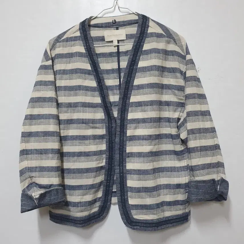 [BUNJANG] Plastic Island Striped Linen Jacket / 플라스틱아일랜드 스트라이프 춘하 여성 린넨자켓