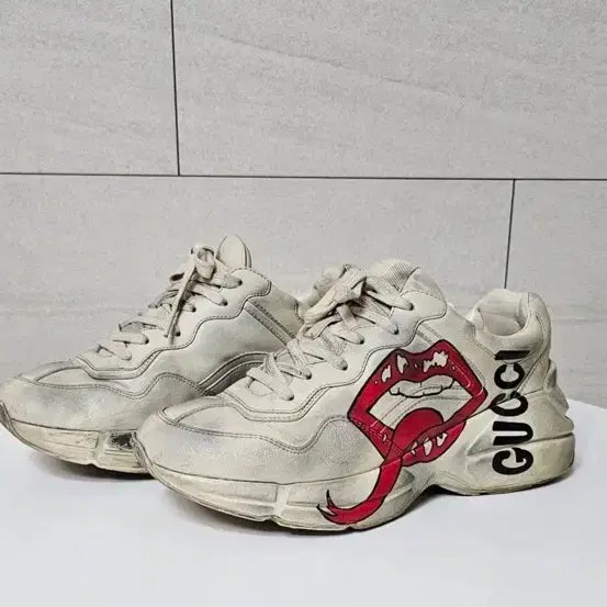 [BUNJANG] Gucci Rhyton Leather Sneakers / 구찌 입술 롸이톤 정품
