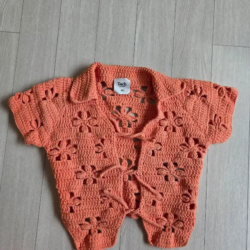 [BUNJANG] Tach Crochet Knit Orange Cotton / tach 타치 크로셰 니트