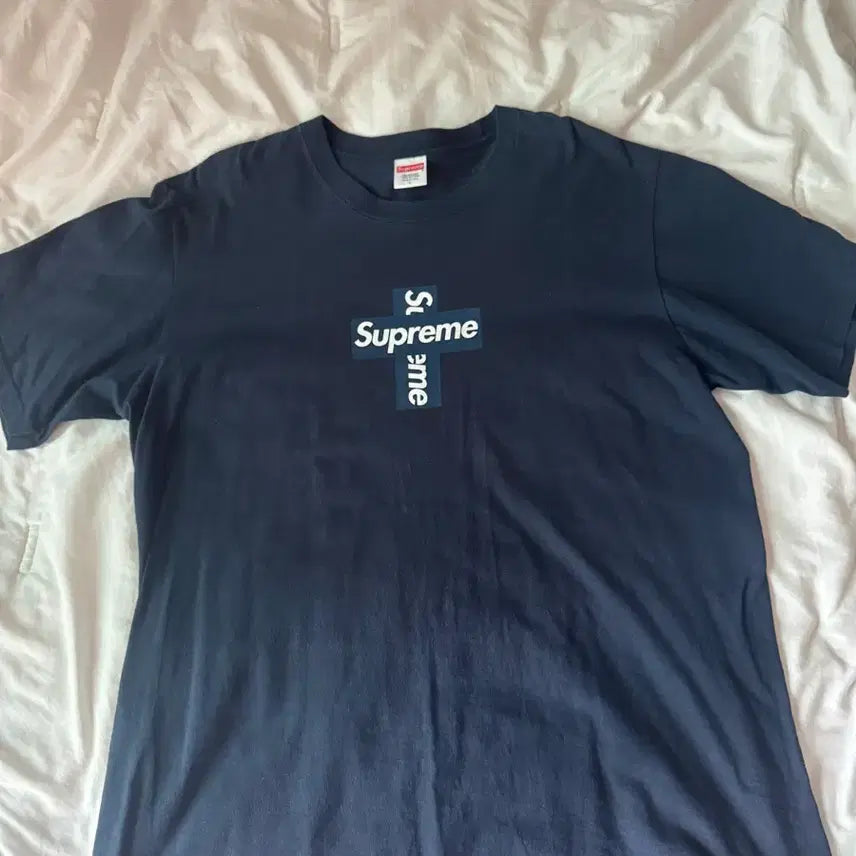 [BUNJANG] Supreme Cross Box Logo T-shirt Navy / 슈프림 크로스 박스 로고 티셔츠 네이비