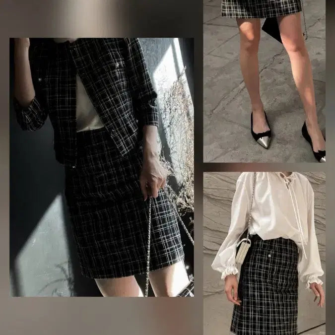 [BUNJANG] Blanche Jolie Tweed Jacket and Skirt Set / 블랑쇼 졸리 트위드 자켓 스커트 셋업 s