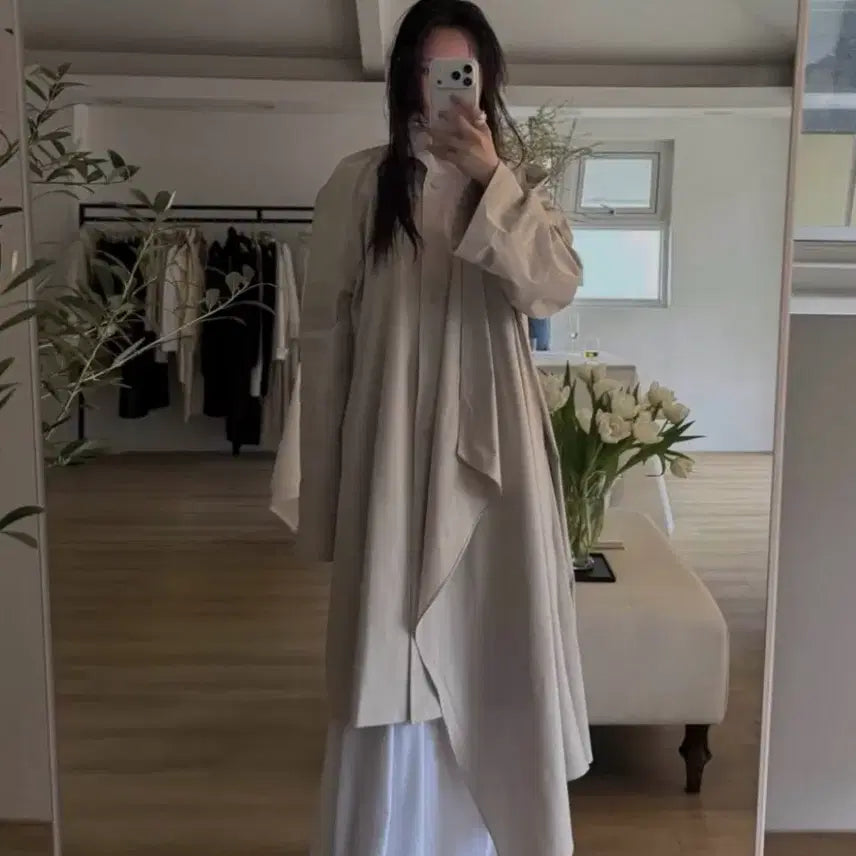 [BUNJANG] Lea Drape Half Trench Coat / Lea 르에 드레이프 하프 트렌치 코트
