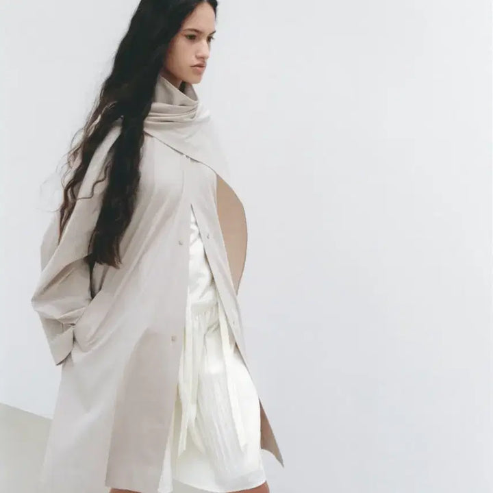 [BUNJANG] Lea Drape Half Trench Coat / Lea 르에 드레이프 하프 트렌치 코트