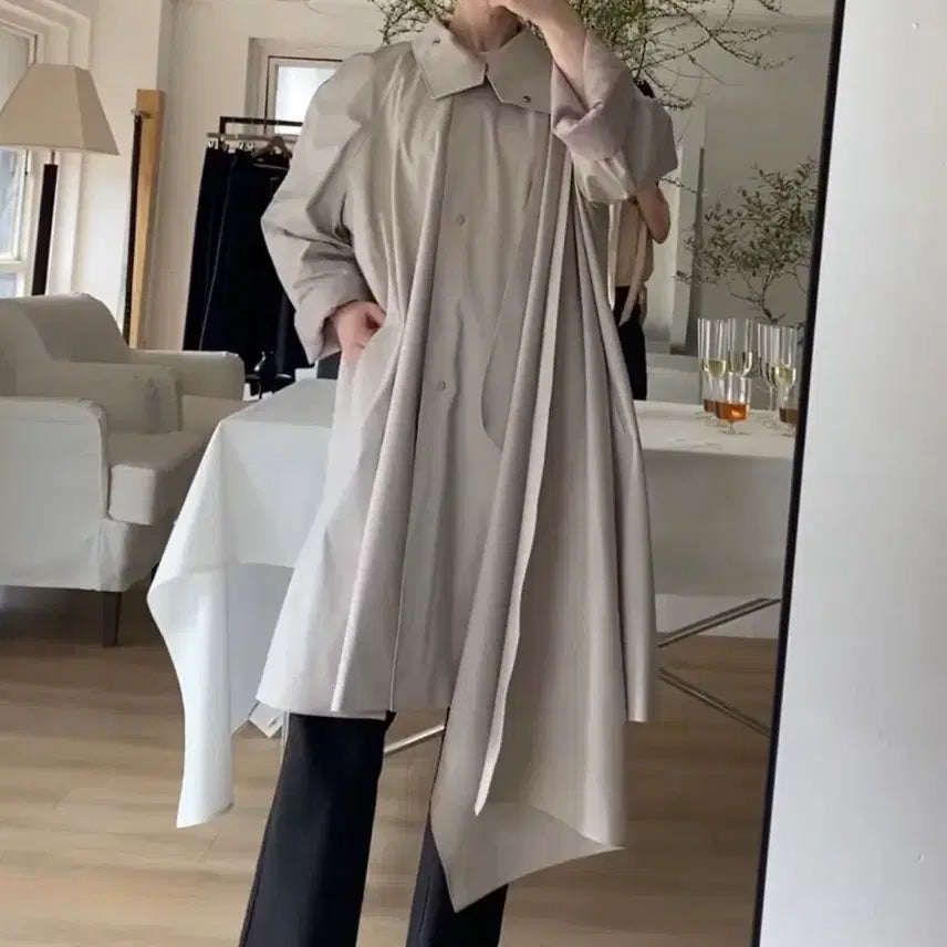 [BUNJANG] Lea Drape Half Trench Coat / Lea 르에 드레이프 하프 트렌치 코트