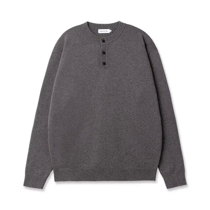 [BUNJANG] Steady&amp;Everywhere Cotton Cashmere Henley Neck Knit Sweater / 4) 스테디에브리웨어 코튼 캐시미어 헨리 넥 니트 더스티 코코아