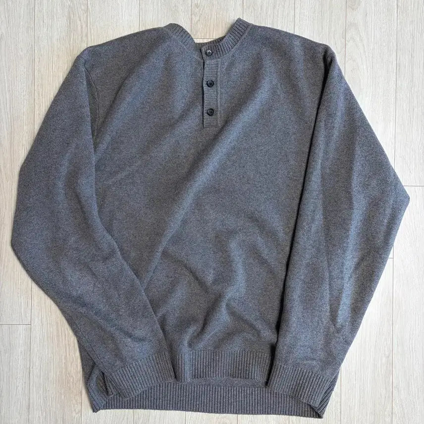 [BUNJANG] Steady&amp;Everywhere Cotton Cashmere Henley Neck Knit Sweater / 4) 스테디에브리웨어 코튼 캐시미어 헨리 넥 니트 더스티 코코아