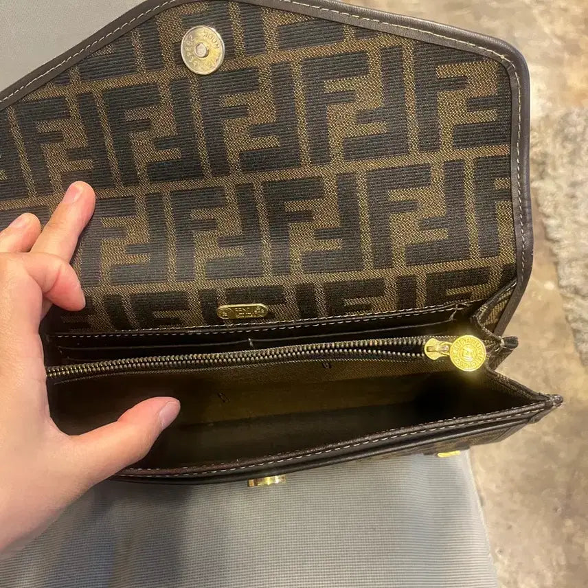 [BUNJANG] Fendi FF Logo Brown Clutch / (정품)펜디 FF 로고 브라운 클러치