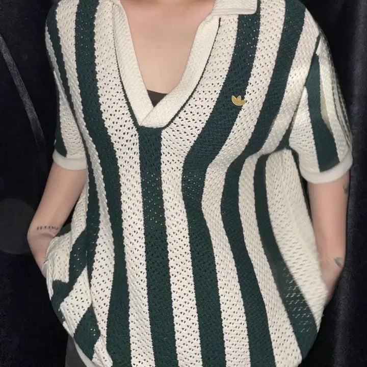 [BUNJANG] Adidas x CLOT Stripe Knit Shirt / 아디다스 x 클랏 스트라이프 반팔 니트 셔츠