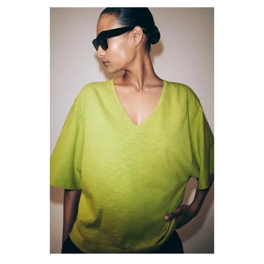 [BUNJANG] Zara V-Neck T-Shirt - Pistachio, M / zara 자라 브이넥 티셔츠 - 피스타치오,M