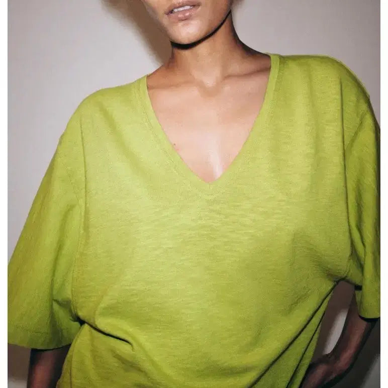 [BUNJANG] Zara V-Neck T-Shirt - Pistachio, M / zara 자라 브이넥 티셔츠 - 피스타치오,M