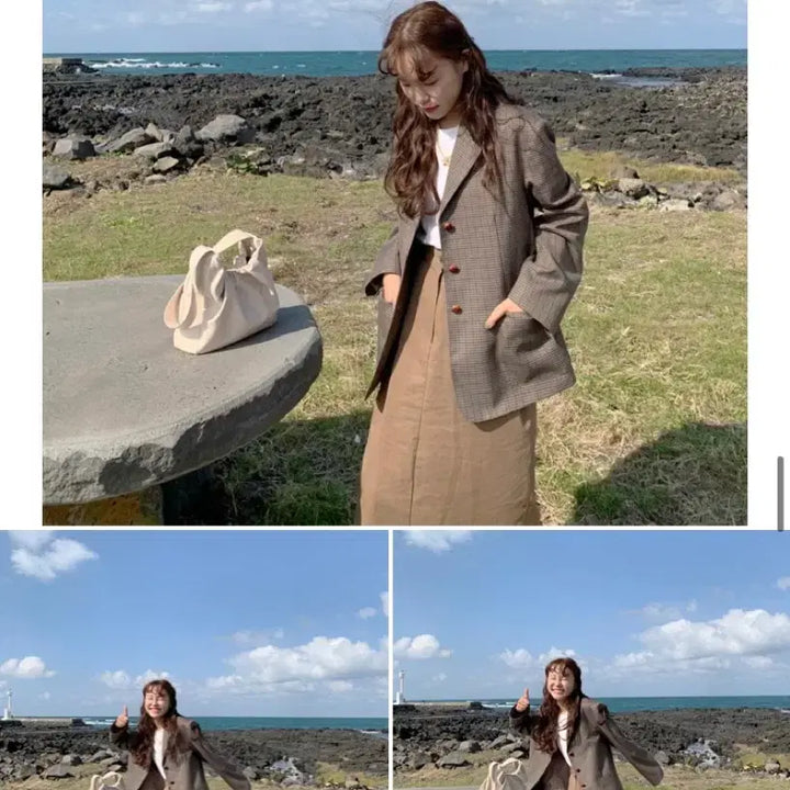 [BUNJANG] Taehyang Closet Checkered Jacket Blazer / 태향옷장 체크 자켓 블레이저