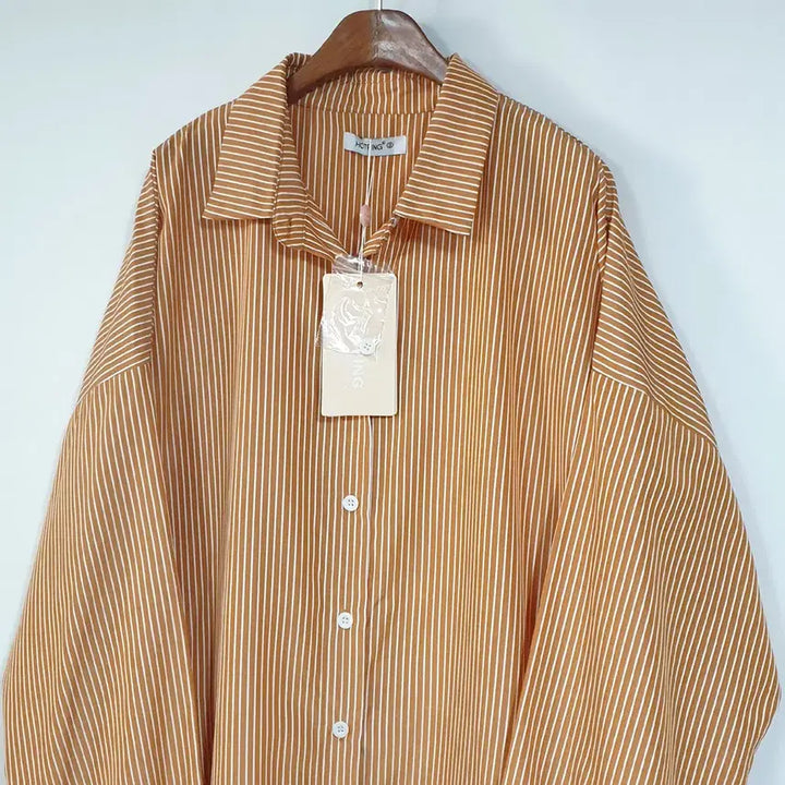 [BUNJANG] HOTPING Striped Shirt Dress Orange / 새상품) (99) HOTPING 셔츠원피스