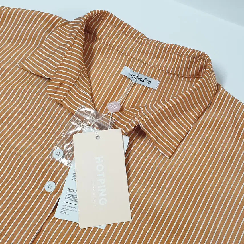 [BUNJANG] HOTPING Striped Shirt Dress Orange / 새상품) (99) HOTPING 셔츠원피스
