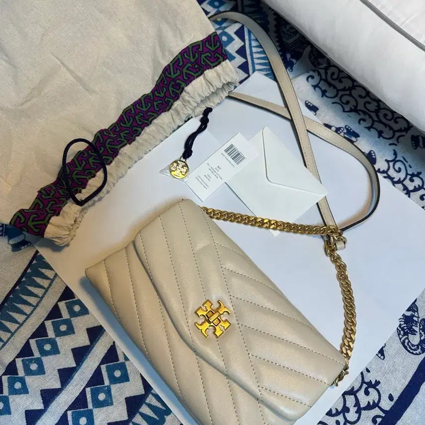 [BUNJANG] Tory Burch Kira Chevron Chain Wallet Ivory / 토리버치 키라 쉐브론 체인 월넛 아이보리