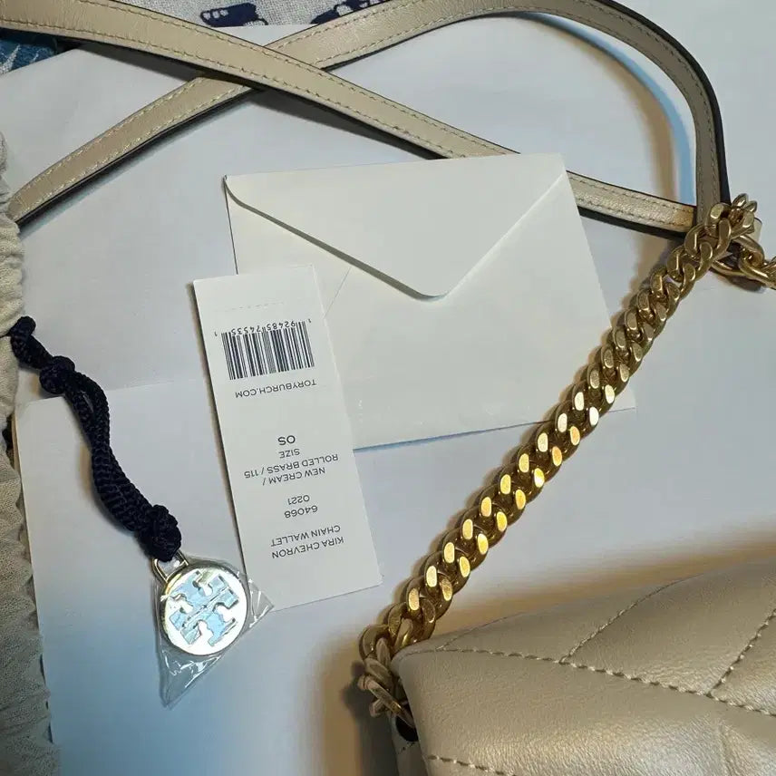 [BUNJANG] Tory Burch Kira Chevron Chain Wallet Ivory / 토리버치 키라 쉐브론 체인 월넛 아이보리