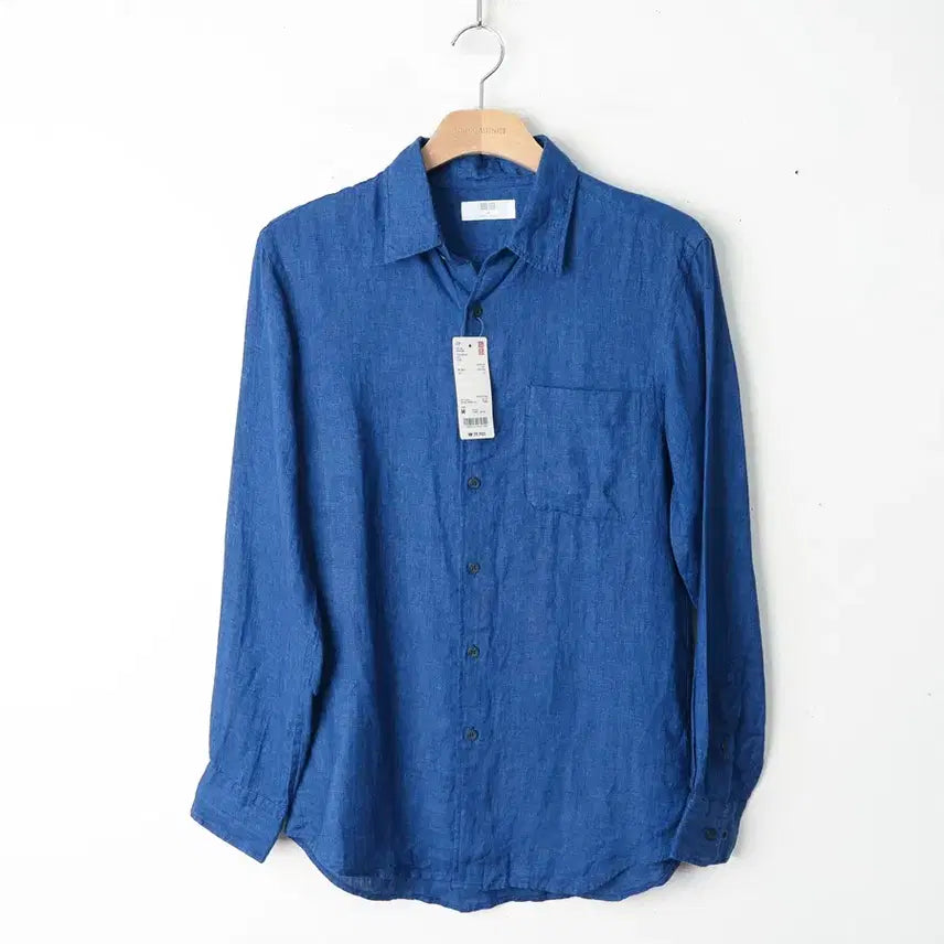 [BUNJANG] Uniqlo Linen Shirt (Navy) - Size M / 95/새상품 유니클로 린넨 셔츠