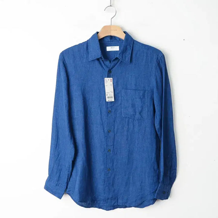[BUNJANG] Uniqlo Linen Shirt (Navy) - Size M / 95/새상품 유니클로 린넨 셔츠