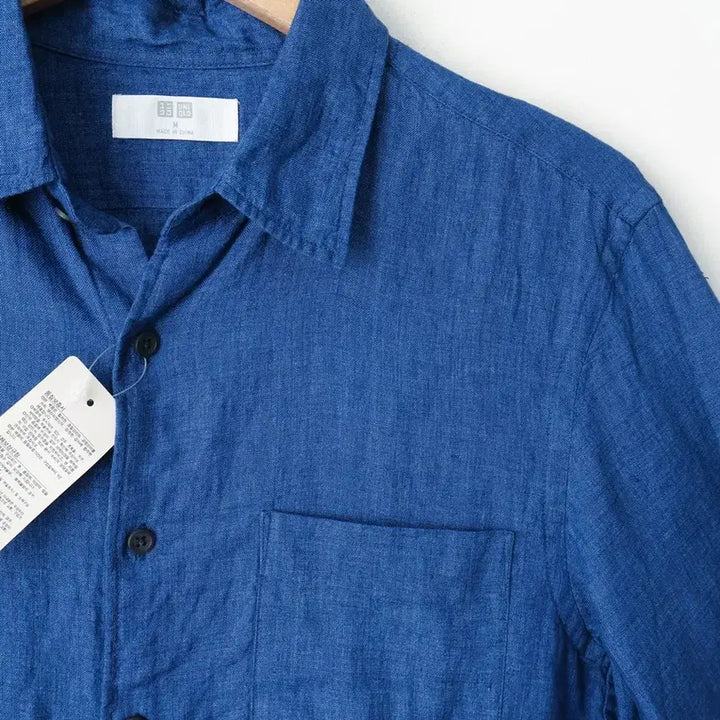 [BUNJANG] Uniqlo Linen Shirt (Navy) - Size M / 95/새상품 유니클로 린넨 셔츠