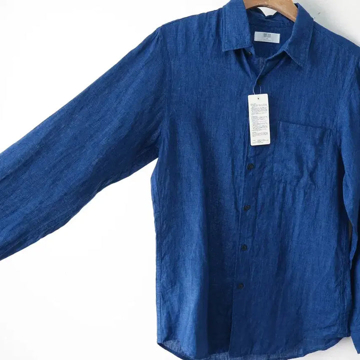 [BUNJANG] Uniqlo Linen Shirt (Navy) - Size M / 95/새상품 유니클로 린넨 셔츠
