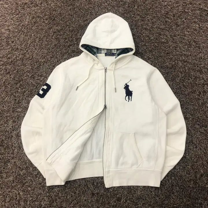 [SOLD OUT] XL 폴로 랄프로렌 빅포니 화이트 체크 투웨이 후드집업