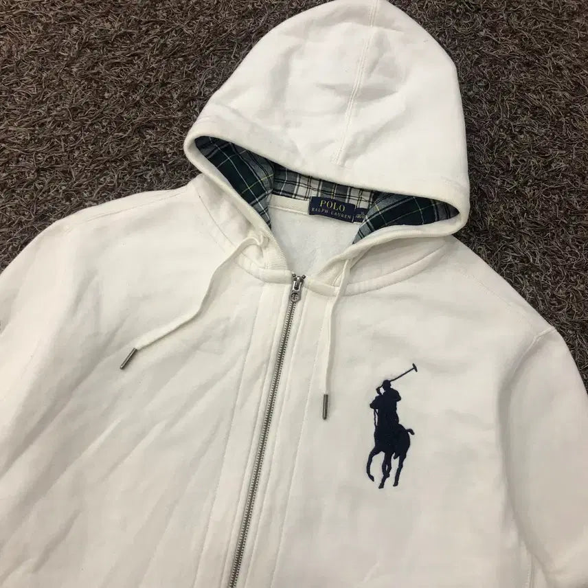 [SOLD OUT] XL 폴로 랄프로렌 빅포니 화이트 체크 투웨이 후드집업