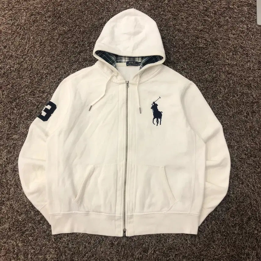 [SOLD OUT] XL 폴로 랄프로렌 빅포니 화이트 체크 투웨이 후드집업