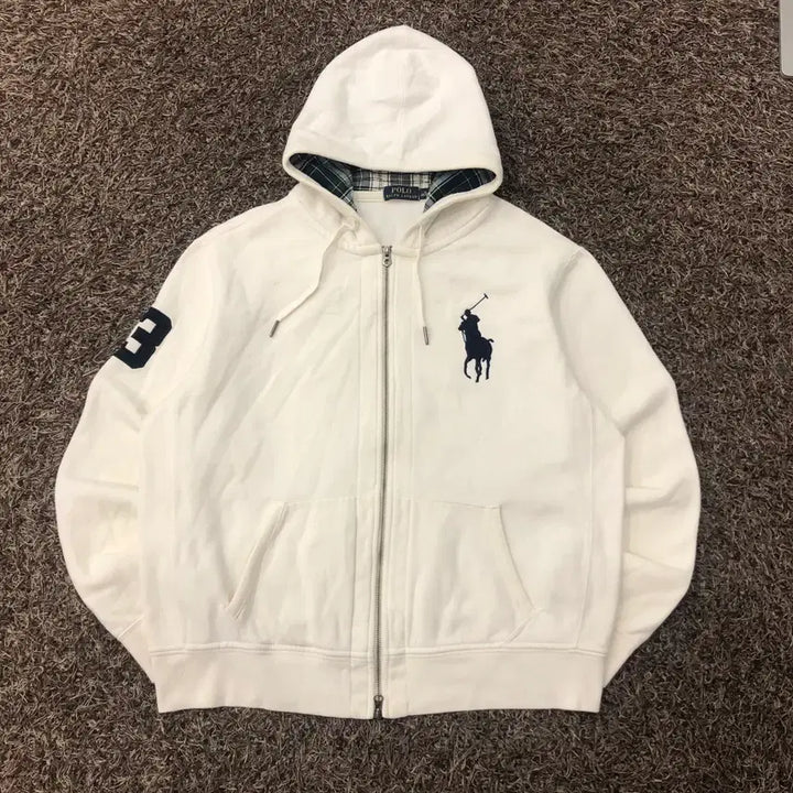 [SOLD OUT] XL 폴로 랄프로렌 빅포니 화이트 체크 투웨이 후드집업