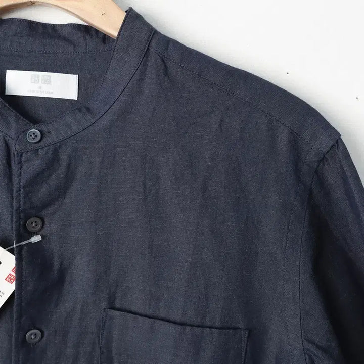 [BUNJANG] Uniqlo Linen Cotton Collarless Shirt / 95/새상품 유니클로 린넨코튼 노카라 셔츠