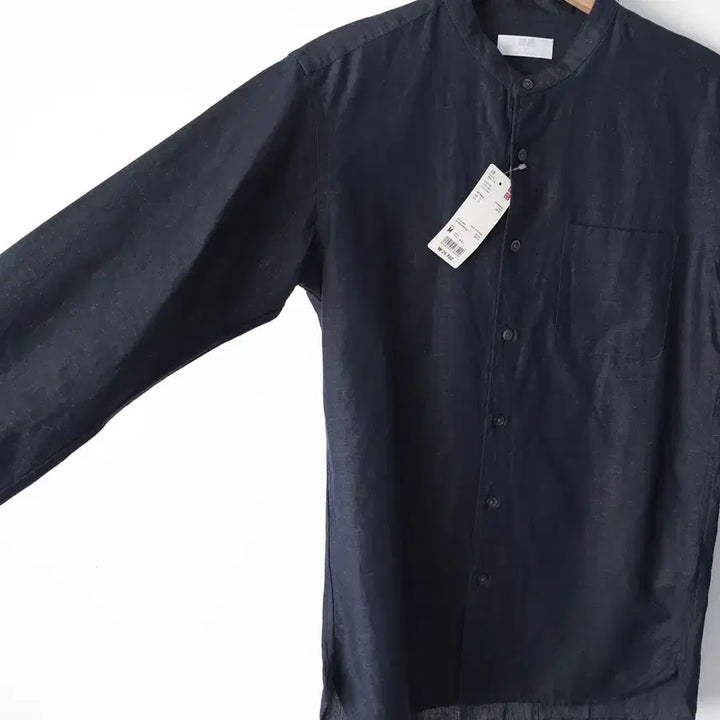 [BUNJANG] Uniqlo Linen Cotton Collarless Shirt / 95/새상품 유니클로 린넨코튼 노카라 셔츠