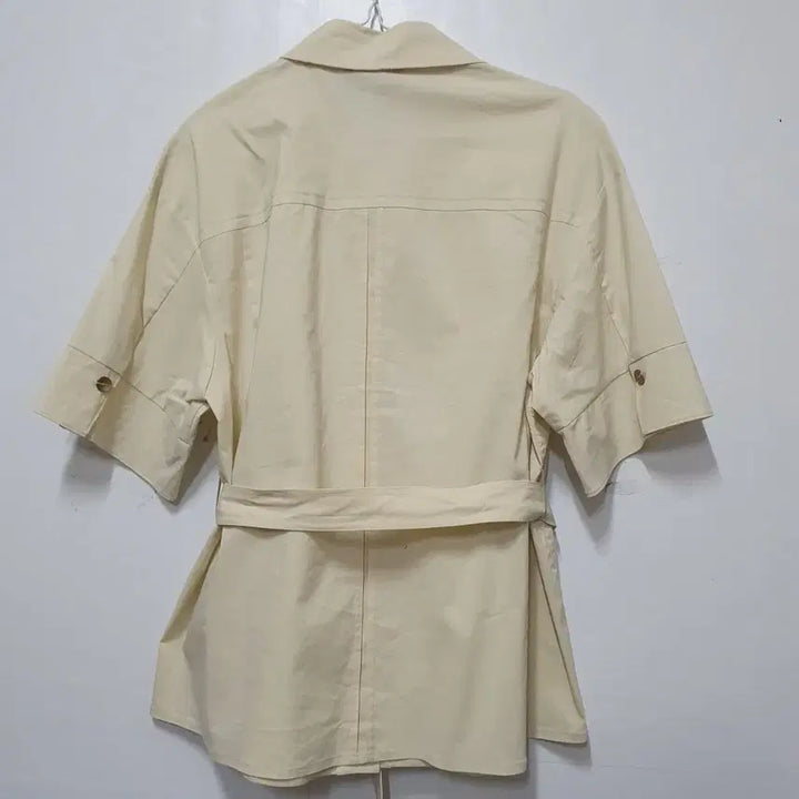 [BUNJANG] Olivia Lauren Linen Blend Short Sleeve Shirt / 올리비아로렌(미사용제품)벨트 반팔 면,마혼방셔츠 아이보리