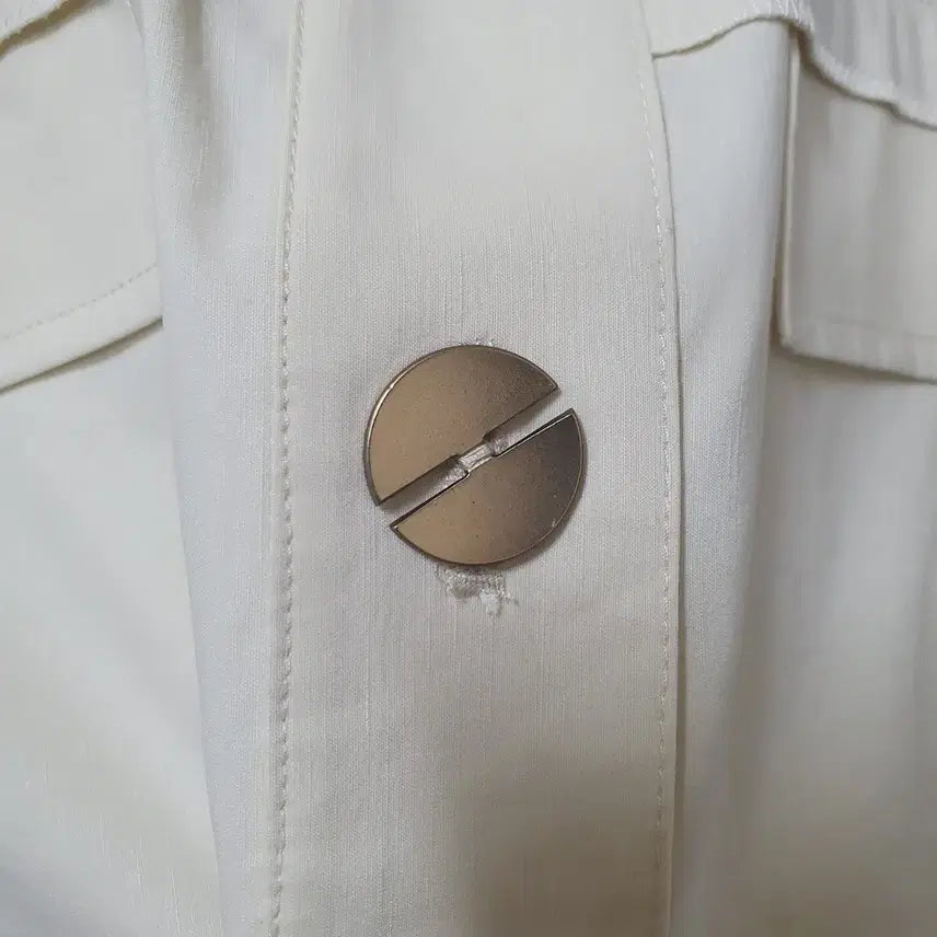 [BUNJANG] Olivia Lauren Linen Blend Short Sleeve Shirt / 올리비아로렌(미사용제품)벨트 반팔 면,마혼방셔츠 아이보리