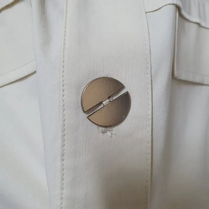 [BUNJANG] Olivia Lauren Linen Blend Short Sleeve Shirt / 올리비아로렌(미사용제품)벨트 반팔 면,마혼방셔츠 아이보리