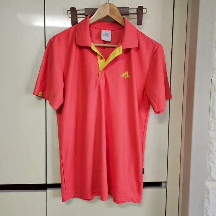 [BUNJANG] Adidas Pink Polo Shirt &amp; Hanwha Eagles Logo T-shirt Bundle Set / 아디다스 핑크색 반팔 폴로티와 한화이글스 로고티 2벌세트 공용95