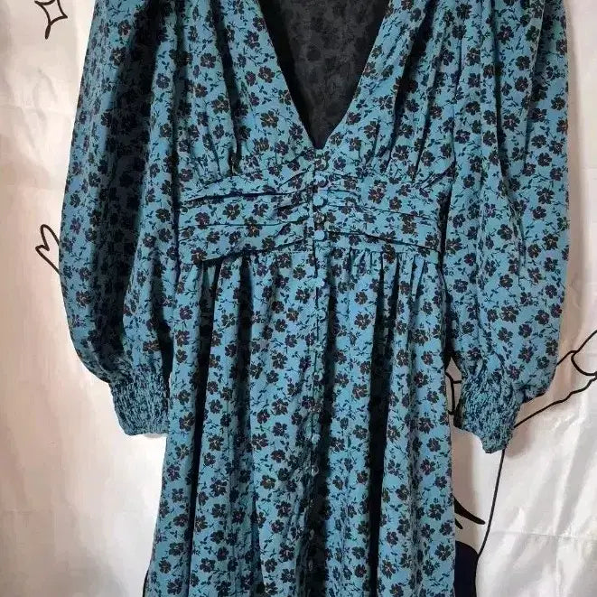 [BUNJANG] Blue Flower Midi Dress / 블루 플라워 원피스