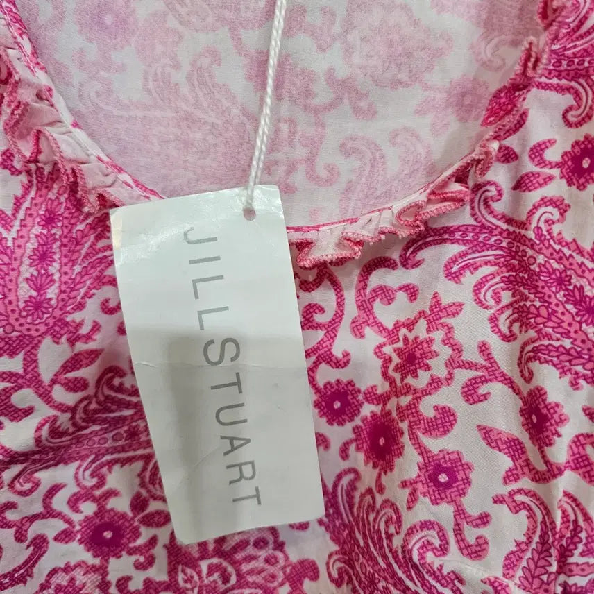 [BUNJANG] Jill Stuart Pink Paisley Short Sleeve Blouse / 질스튜어트 핑크 페이즐리 반팔 블라우스