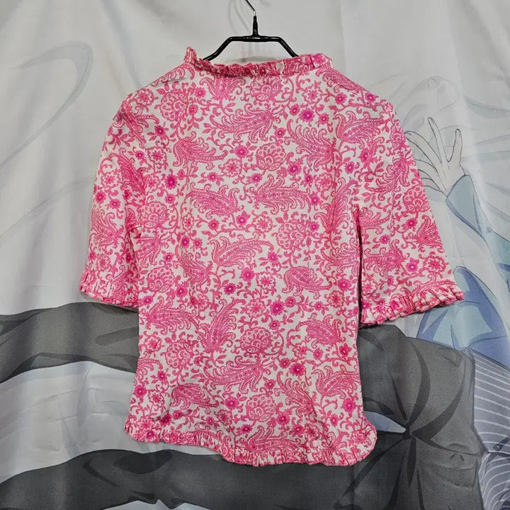 [BUNJANG] Jill Stuart Pink Paisley Short Sleeve Blouse / 질스튜어트 핑크 페이즐리 반팔 블라우스