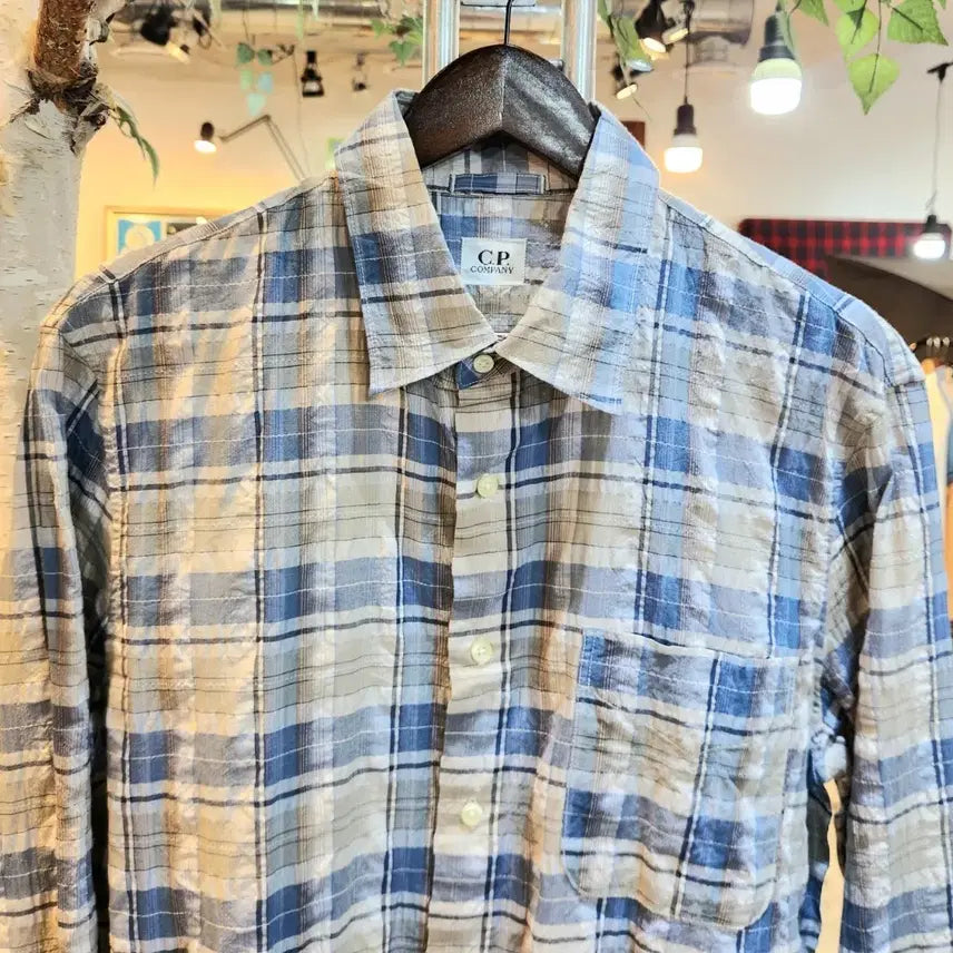 [BUNJANG] CP Company Blue Check Shirt / CP컴퍼니 블루 체크 셔츠
