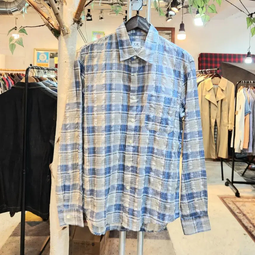 [BUNJANG] CP Company Blue Check Shirt / CP컴퍼니 블루 체크 셔츠