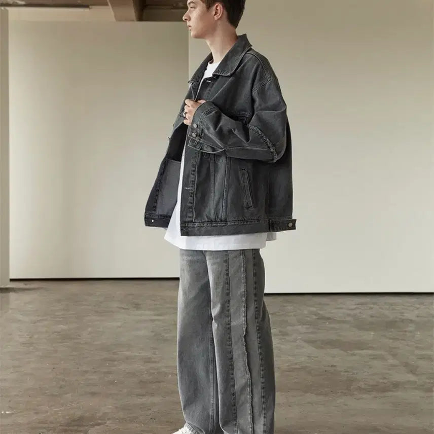 [BUNJANG] ADD. Gray Washed Denim Pants / ADD. 그레이 워싱 데님 팬츠