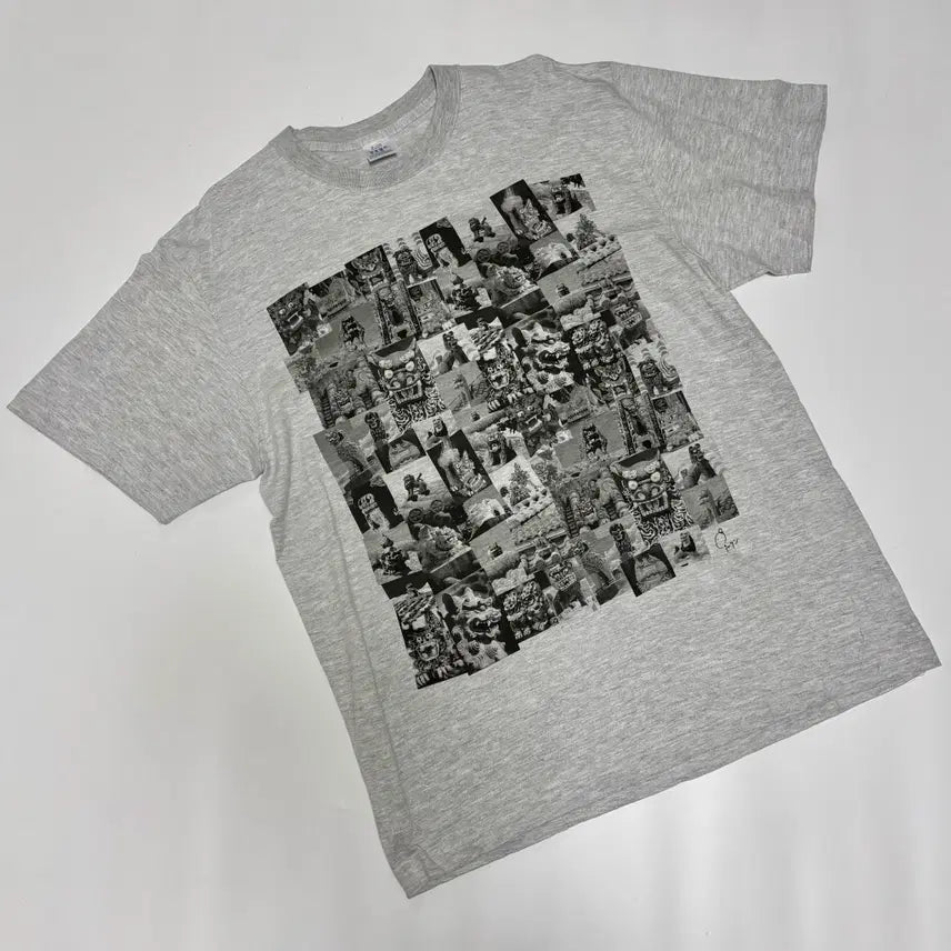 [BUNJANG] Shisa Collage Art Graphic T-shirt / 오키나와 시사(Shisa) 콜라주 아트 그래픽 티셔츠