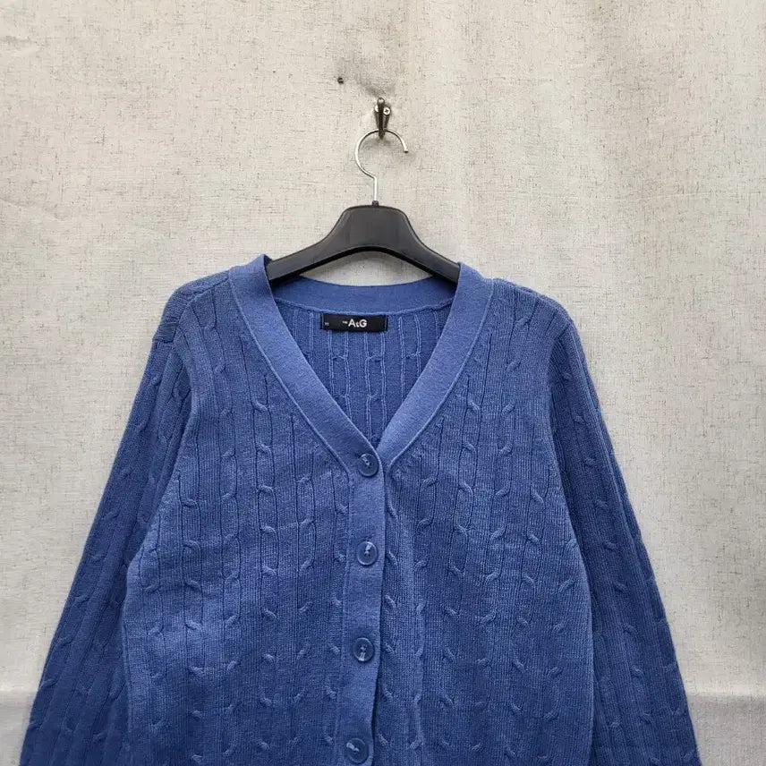 [BUNJANG] AtG Blue Cable Knit Cardigan / AtG 블루 꽈배기 니트 가디건