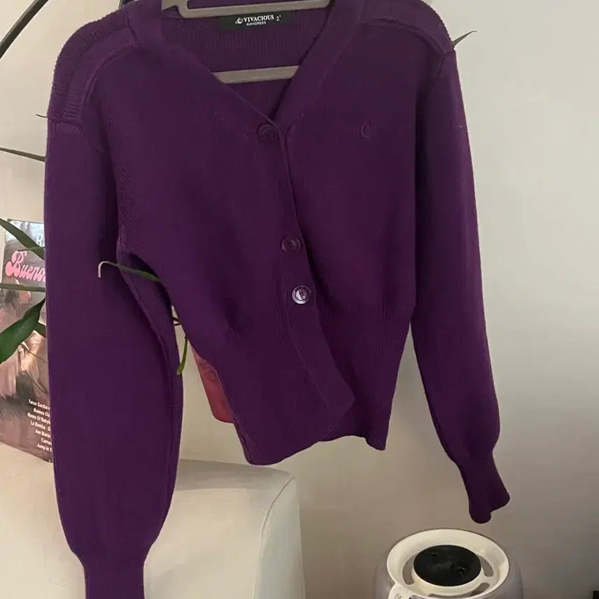 [BUNJANG] VIVACIOUS Purple Knit Cardigan / 비바시어스 퍼플 니트 가디건