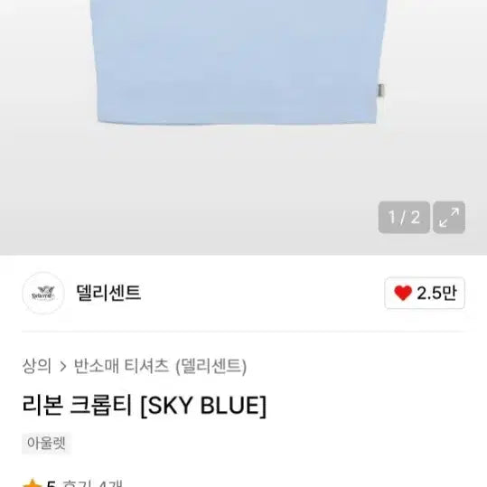 [BUNJANG] Deliccent Sky Blue Ribbon Crop Top / 리본 크롭티(sky blue)