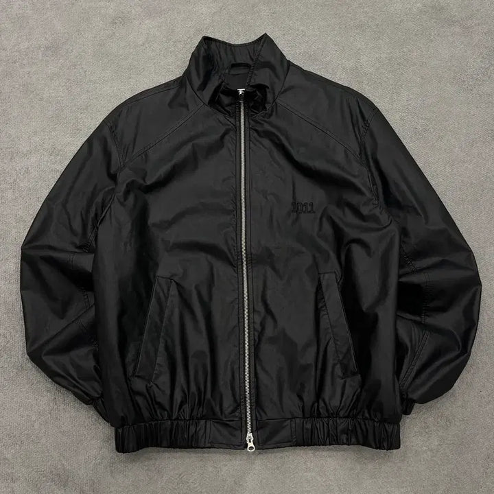 [BUNJANG] F 1011 Gallery Embroidered Logo Leather Two-Way Zip-Up Jacket / F 1011갤러리 자수 로고 레더 투웨이 집업 자켓