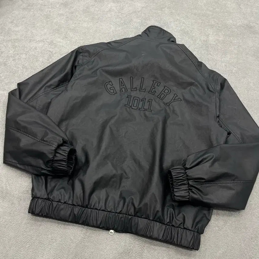 [BUNJANG] F 1011 Gallery Embroidered Logo Leather Two-Way Zip-Up Jacket / F 1011갤러리 자수 로고 레더 투웨이 집업 자켓