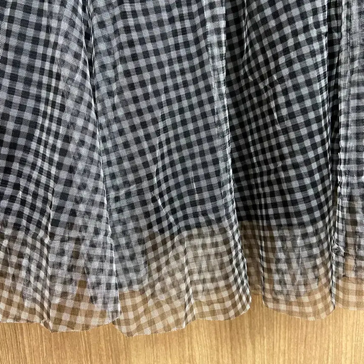 [SOLD OUT] 재팬빈티지 김엄 체크 롱 샤스커트 블랙