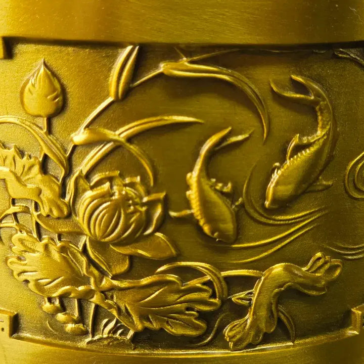 [BUNJANG] Brass Storage Box with Golden Lotus and Fish Motif / 황금 연꽃 물고기 문양 황동 보관함