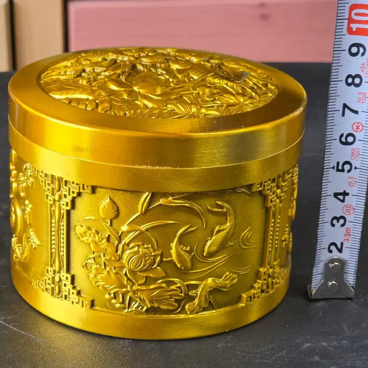 [BUNJANG] Brass Storage Box with Golden Lotus and Fish Motif / 황금 연꽃 물고기 문양 황동 보관함