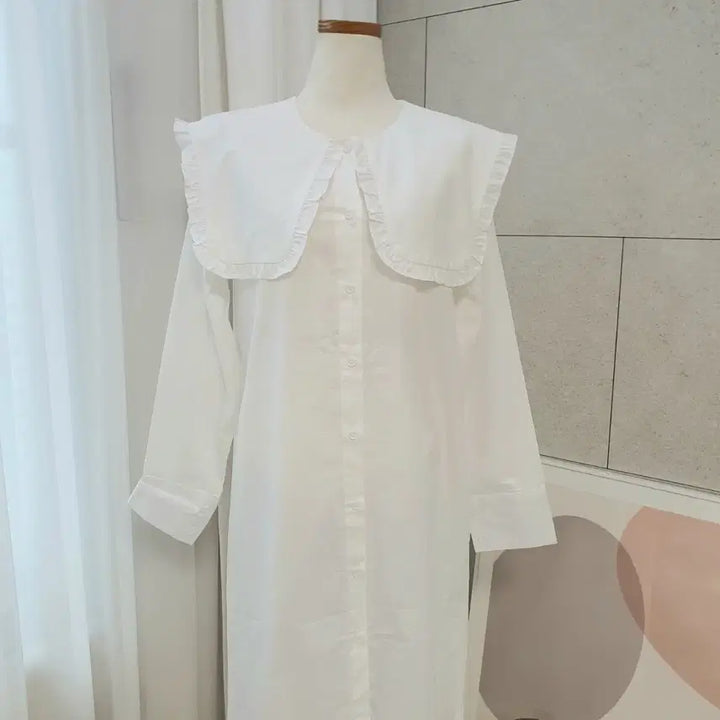 [SOLD OUT] 새상품) 화이트 빅카라 프릴 롱원피스 55~77